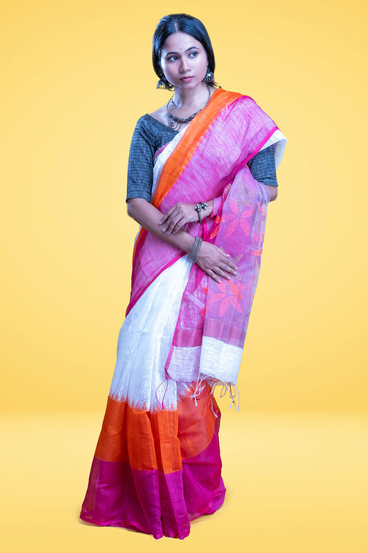 Narangi Advitiyata - 3D Matka silk Saree