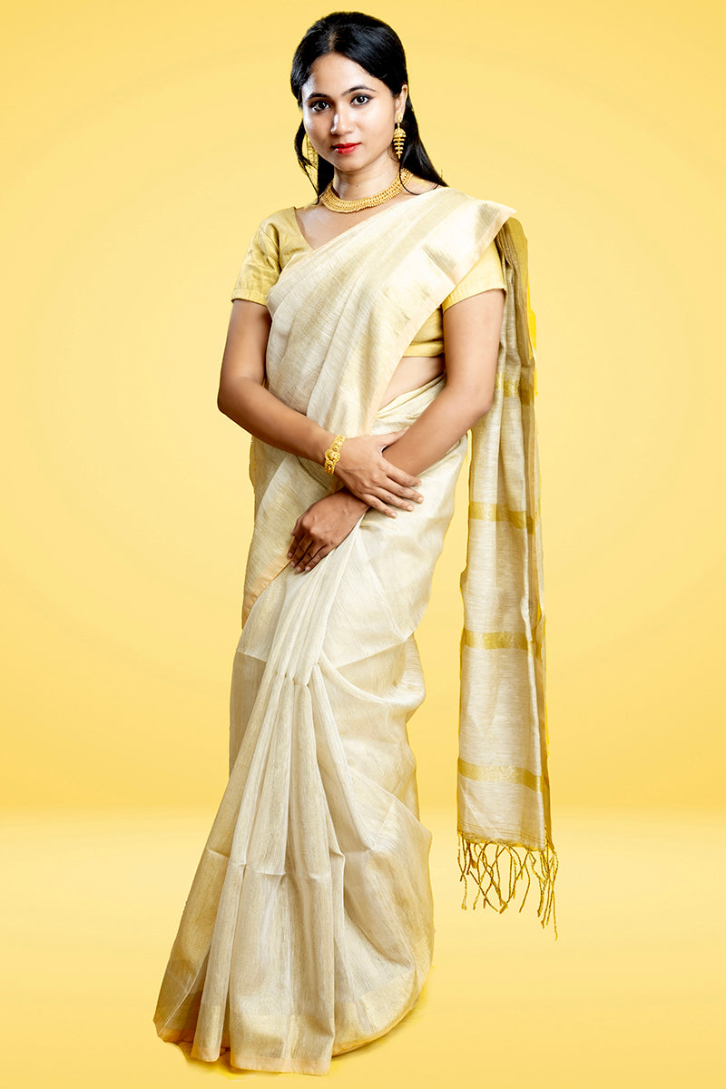 Tara chamak - Linen Tissue Saree