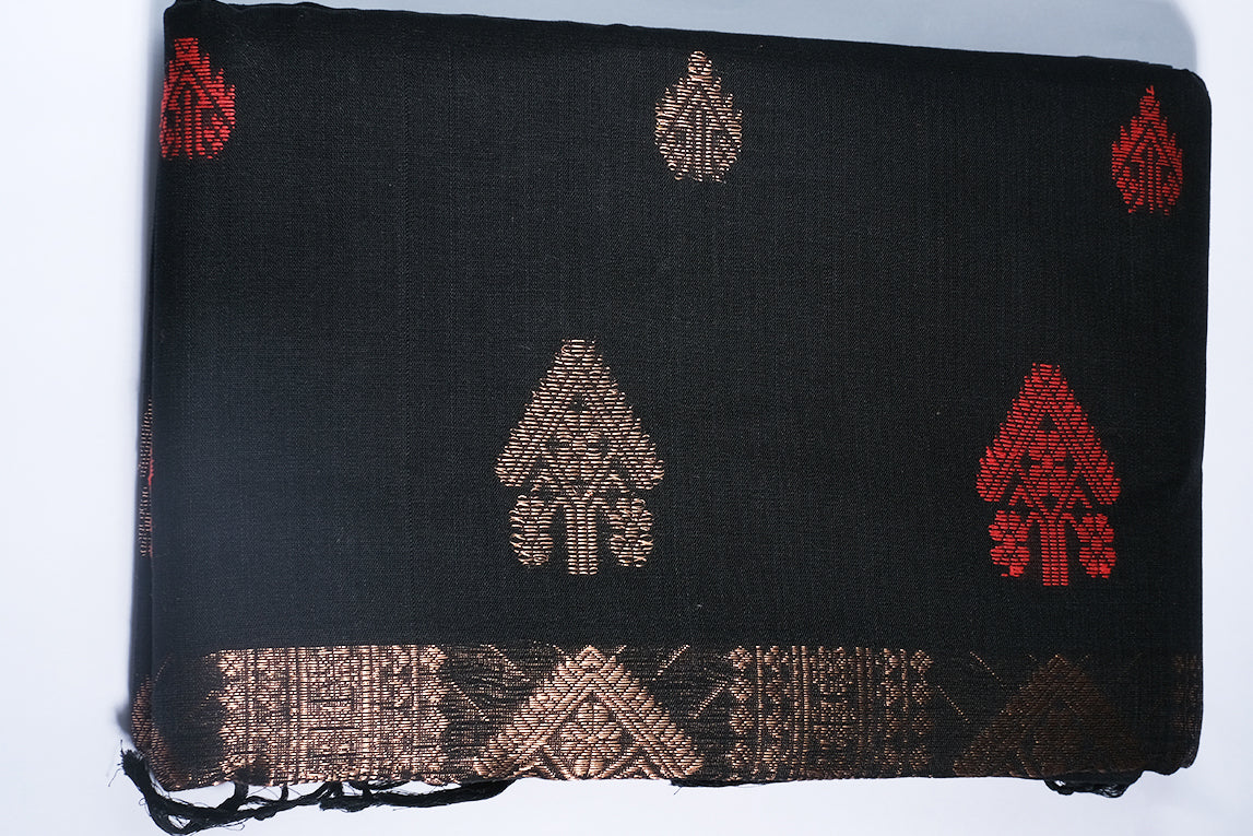 Mysterious Black - Khadi Cotton Saree