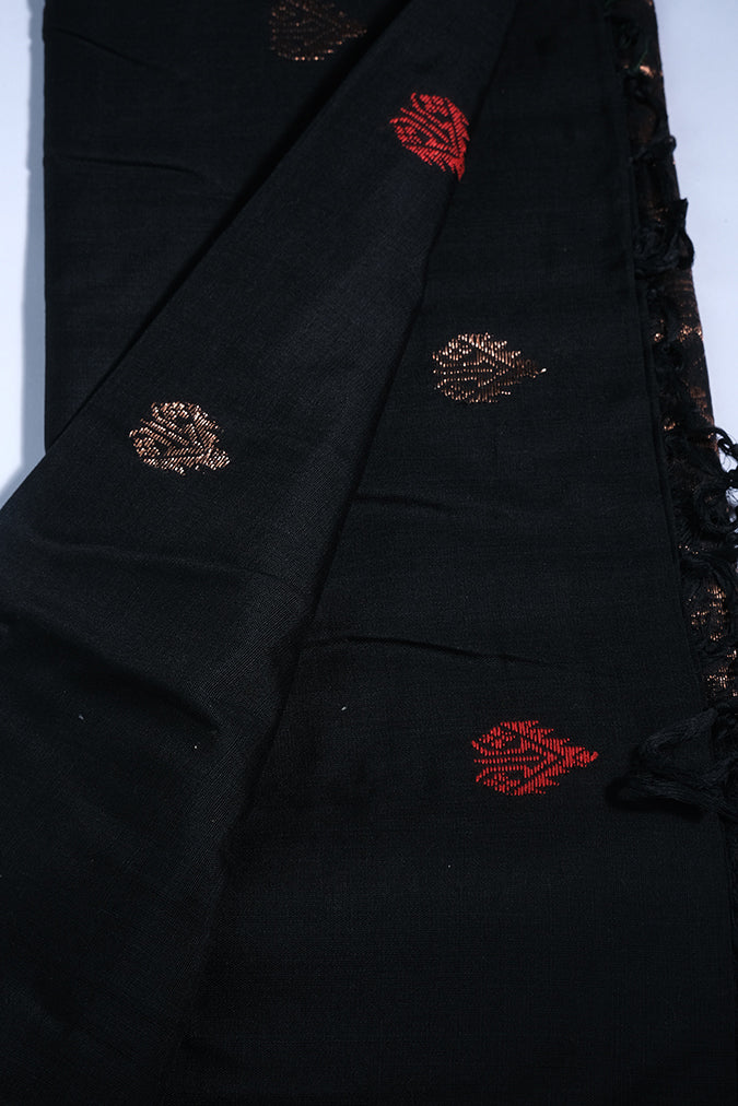 Mysterious Black - Khadi Cotton Saree