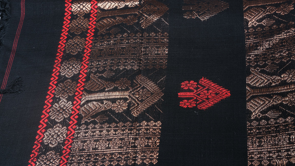 Mysterious Black - Khadi Cotton Saree