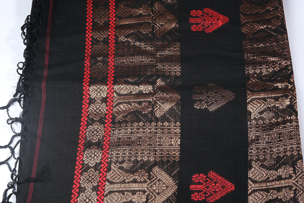 Mysterious Black - Khadi Cotton Saree