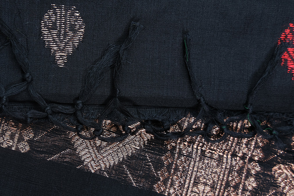 Mysterious Black - Khadi Cotton Saree