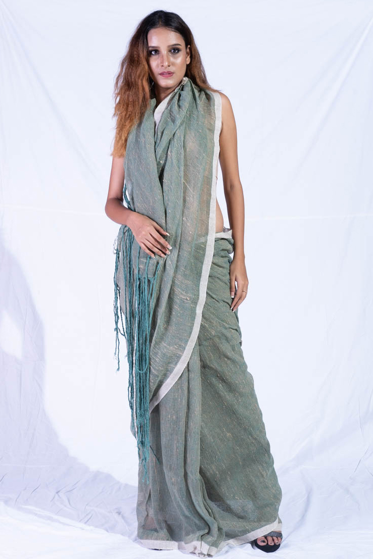 Jute whiteborder Saree