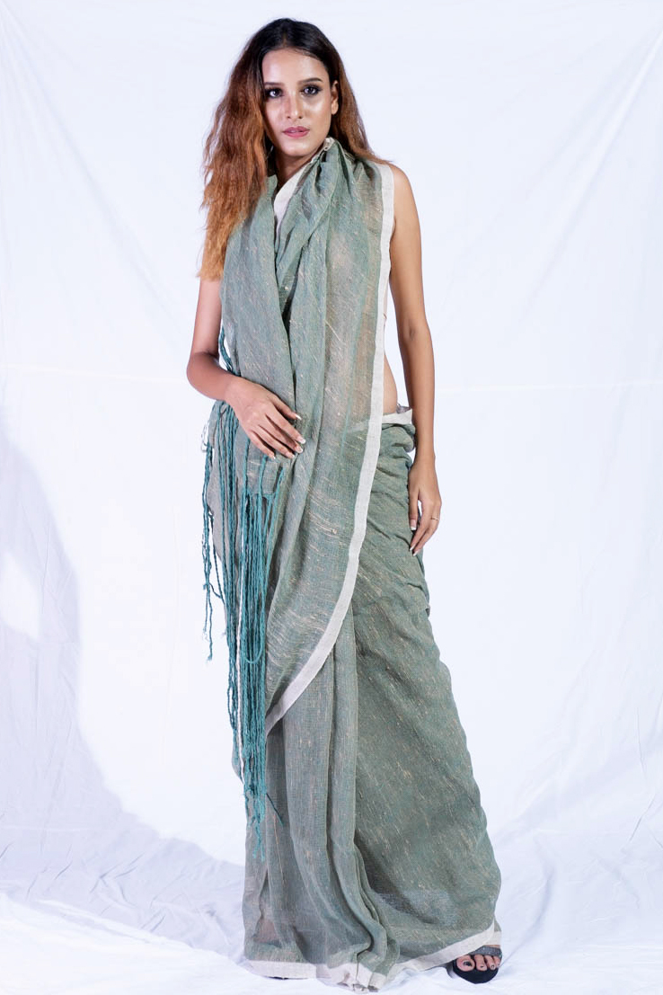 Jute whiteborder Saree